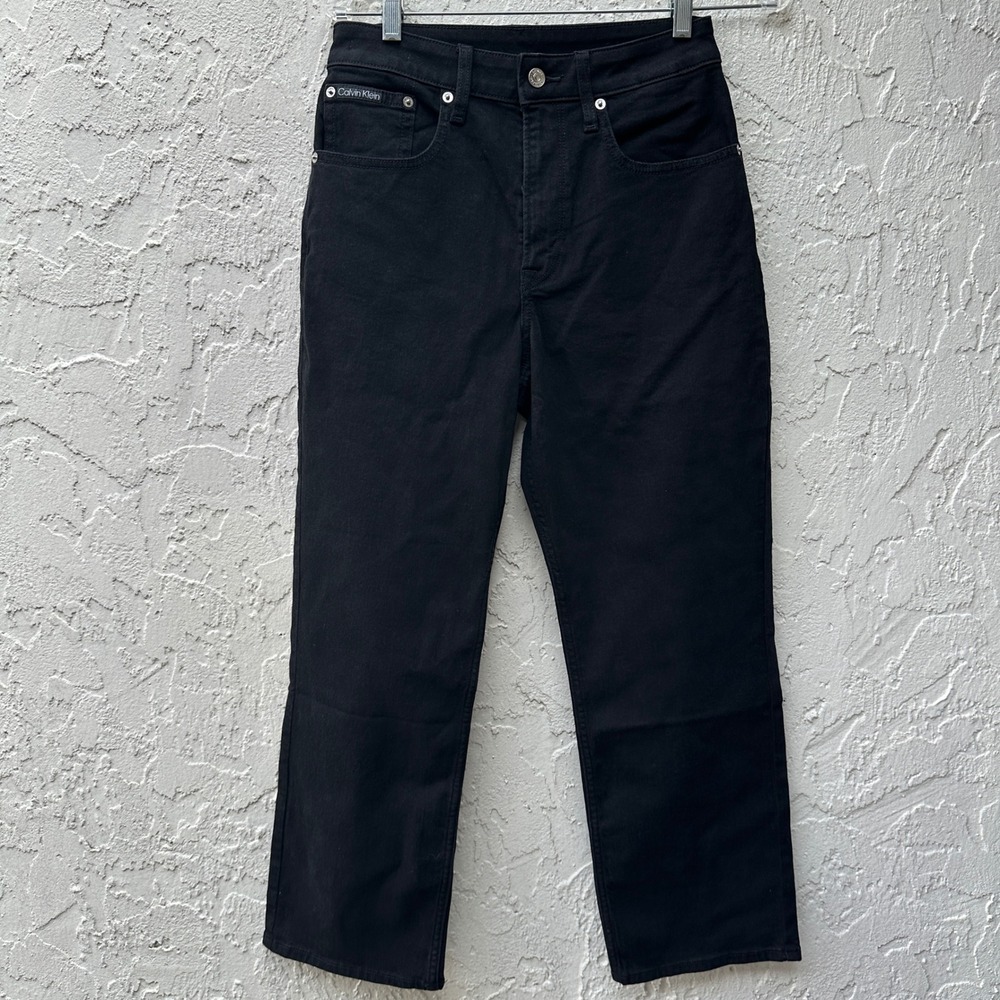 Calvin Klein High Rise Straight Leg Jean Black Women 29 Stretch Denim Minimalist